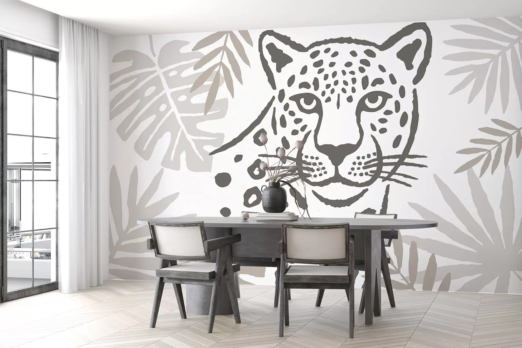 wall murals Leopard in the leaves w05396