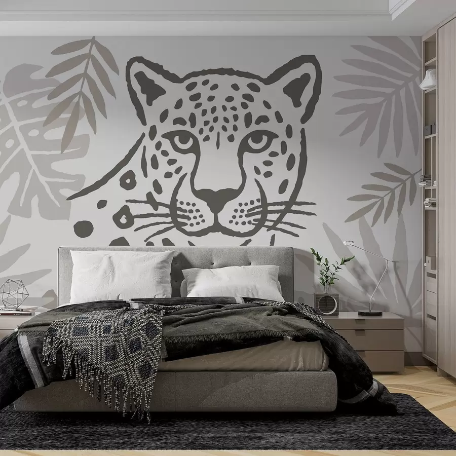 wall murals Leopard in the leaves w05396