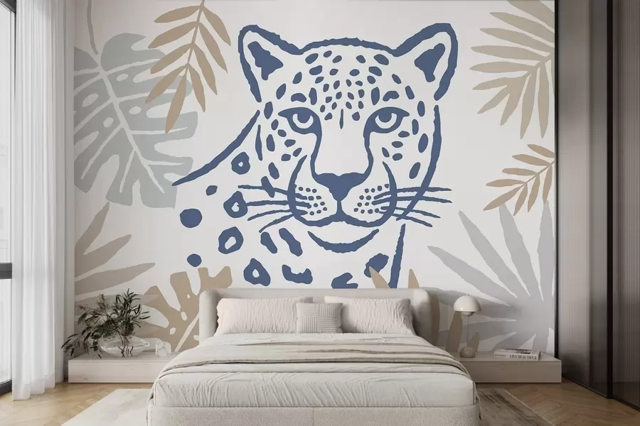 wall murals Leopard in the leaves w05396v2