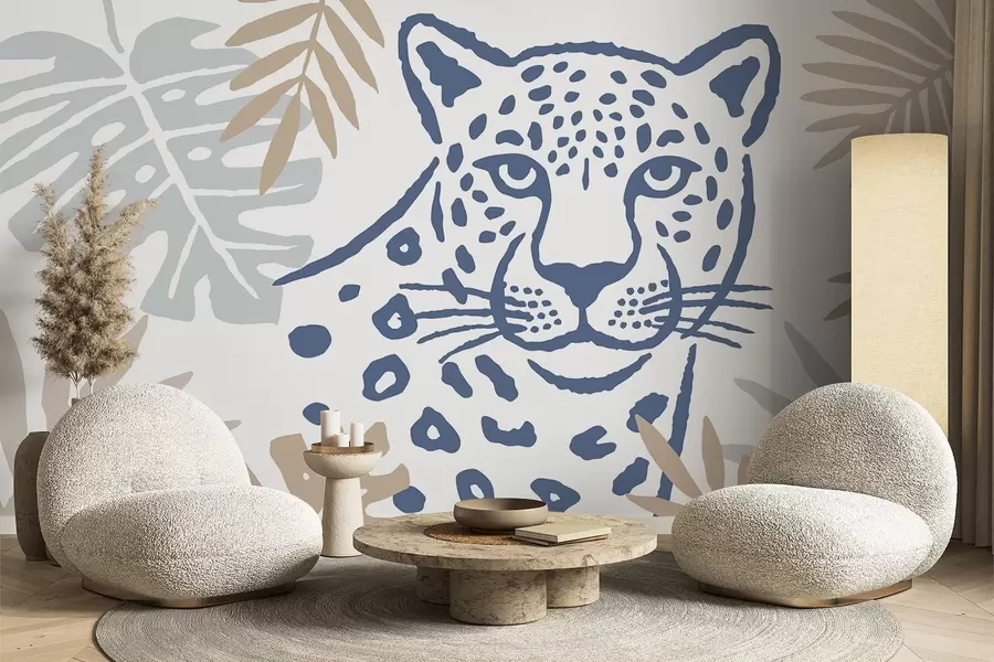 wall murals Leopard in the leaves w05396v2
