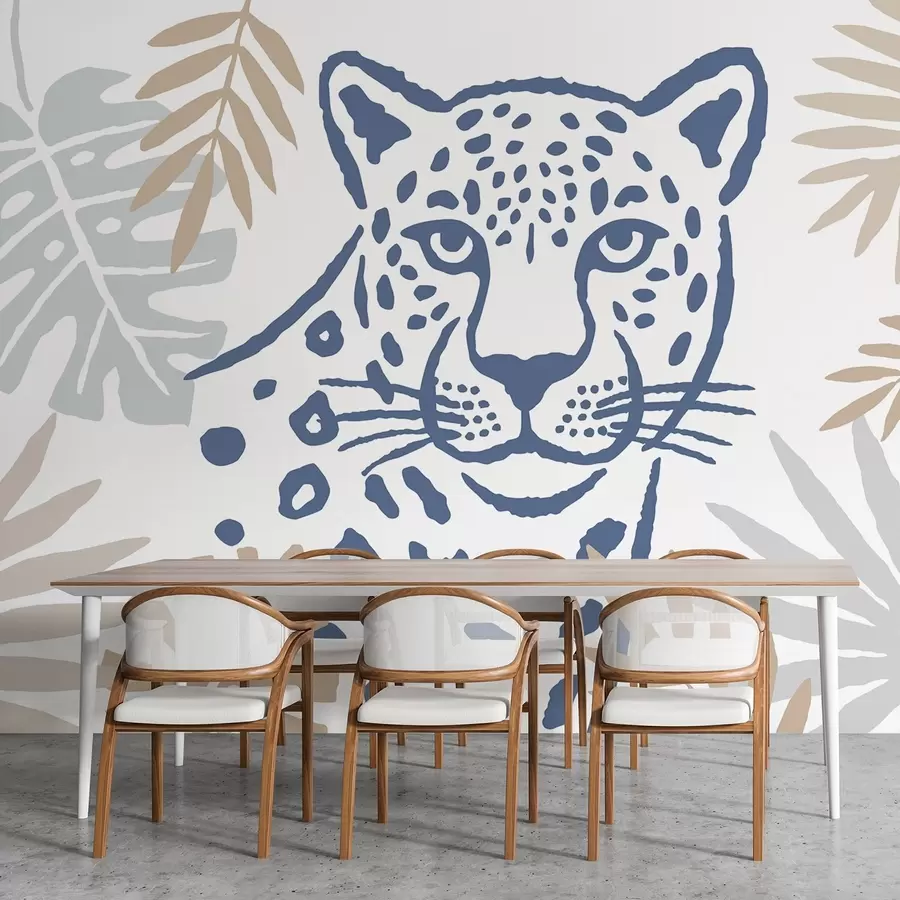 wall murals Leopard in the leaves w05396v2