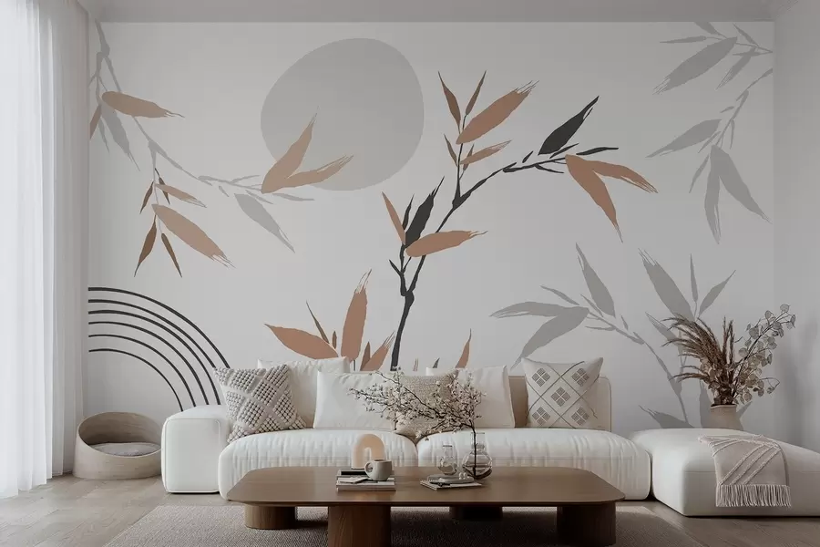 wall murals Abstract branch with leaves w05398