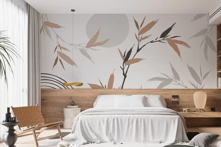 wall murals Abstract branch with leaves w05398