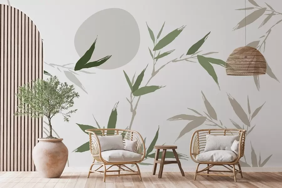 wall murals Abstract branch with leaves w05398v1