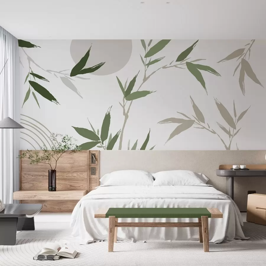 wall murals Abstract branch with leaves w05398v1
