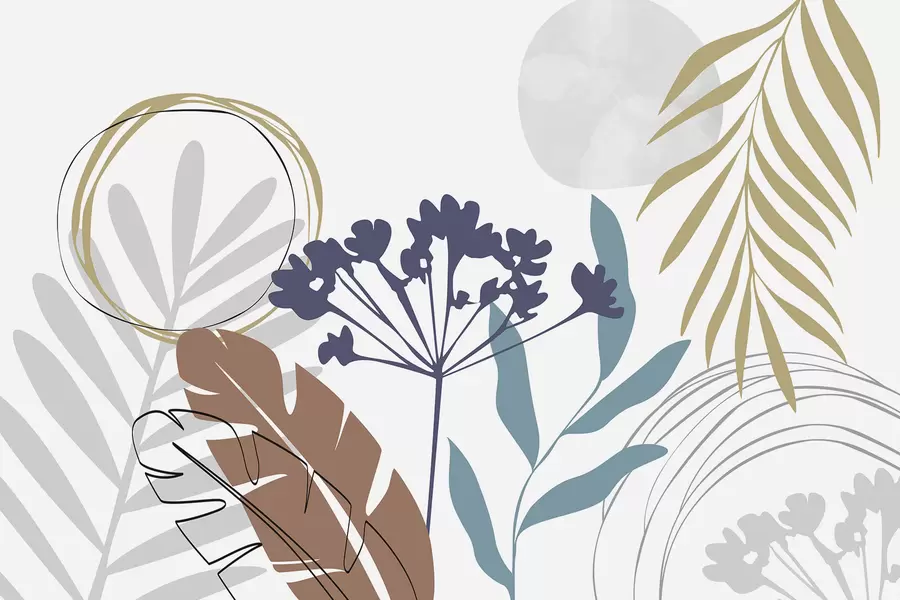 wall murals Abstraction with plants w05400