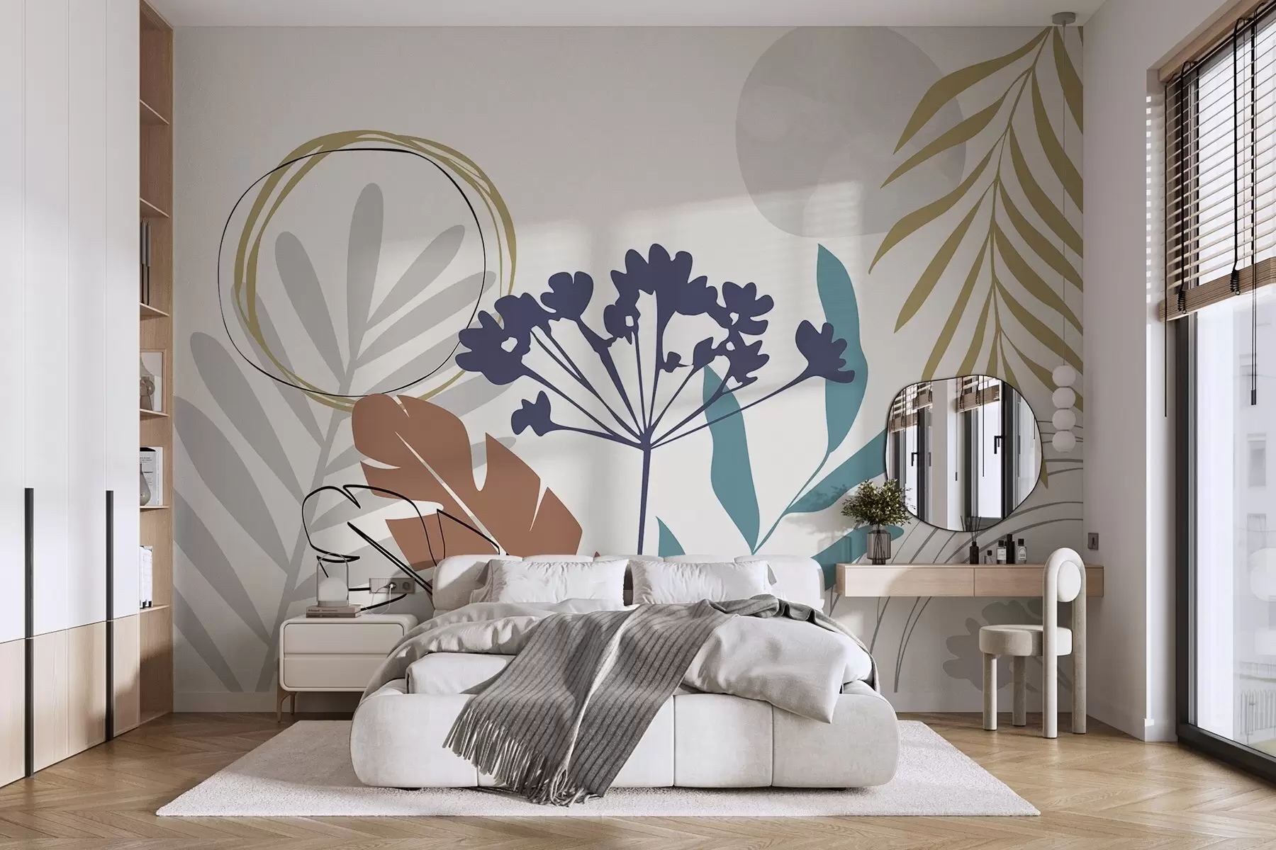 wall murals Abstraction with plants w05400