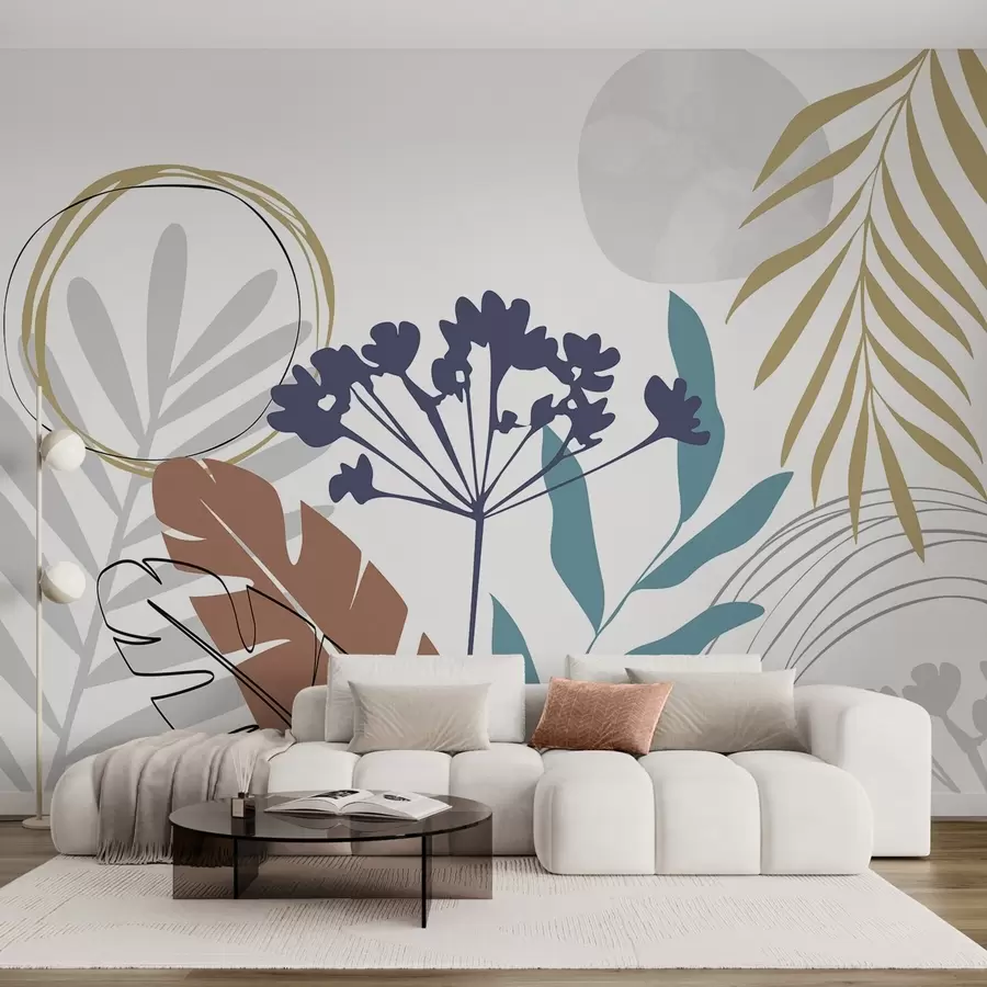 wall murals Abstraction with plants w05400