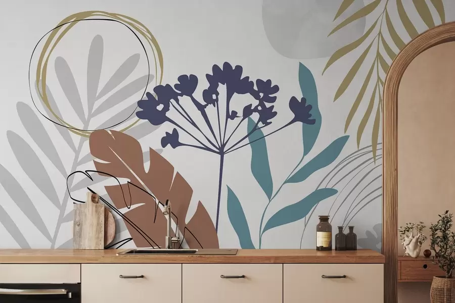 wall murals Abstraction with plants w05400