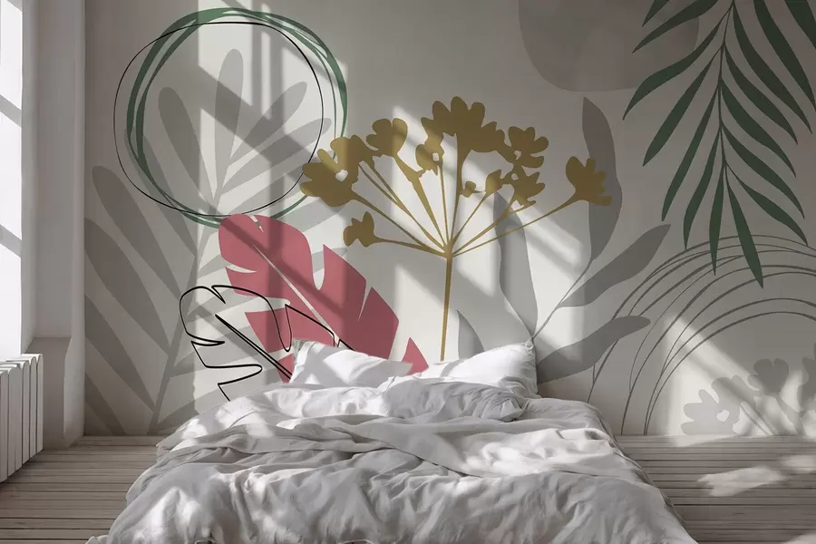 wall murals Abstraction with plants w05400v1