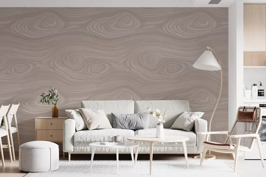 wall murals Abstract beige pattern with smooth lines and imitation of natural wood texture w09681