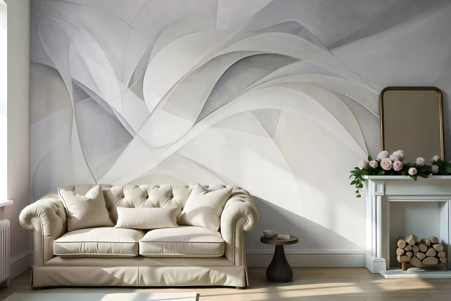 wall murals Abstract flowing shapes, textured modern art w09766
