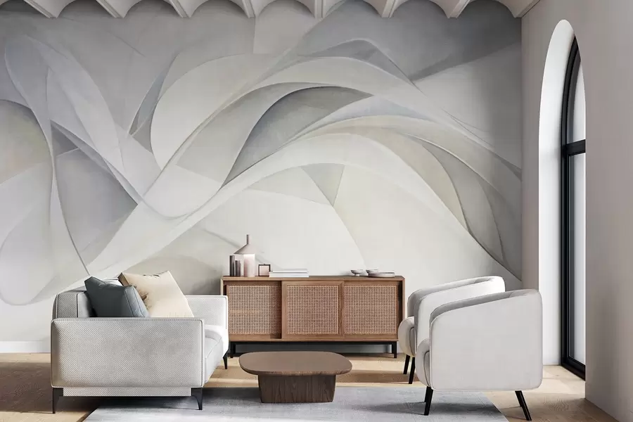 wall murals Abstract flowing shapes, textured modern art w09766