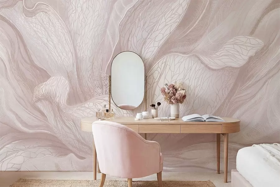 wall murals Abstract flower in light beige tones w05119