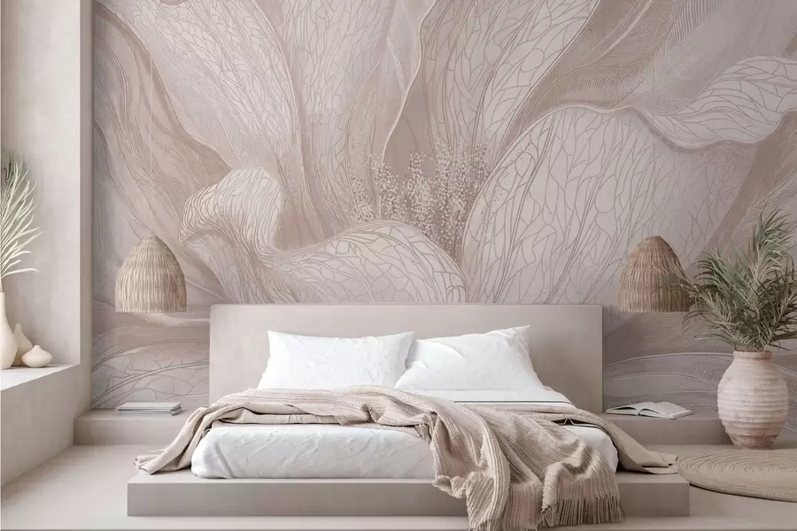 wall murals Abstract flower in light beige tones w05119