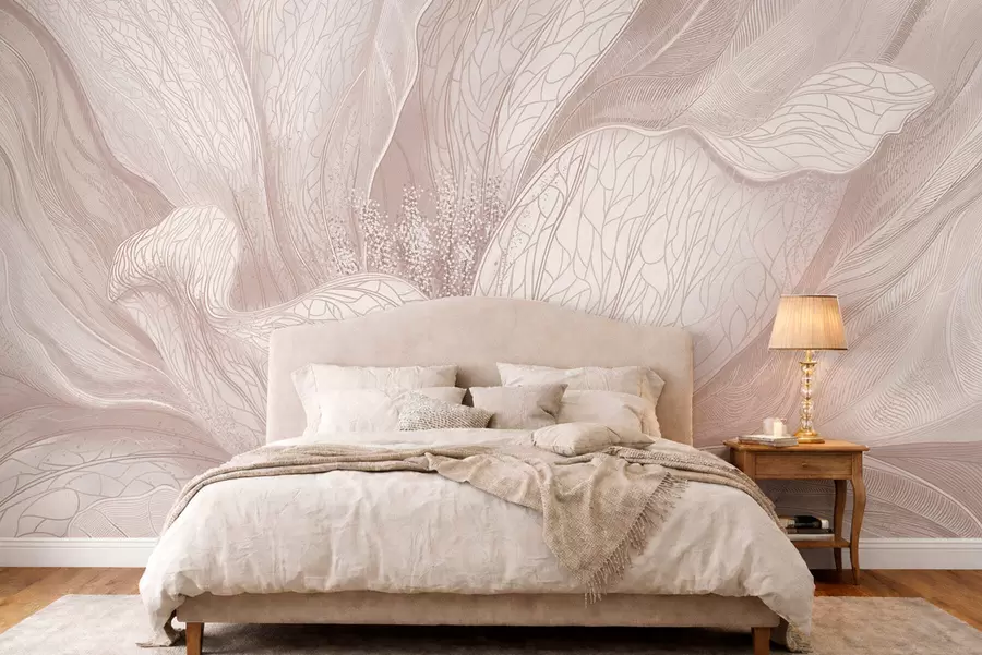 wall murals Abstract flower in light beige tones w05119