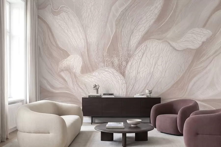 wall murals Abstract flower in light beige tones w05119