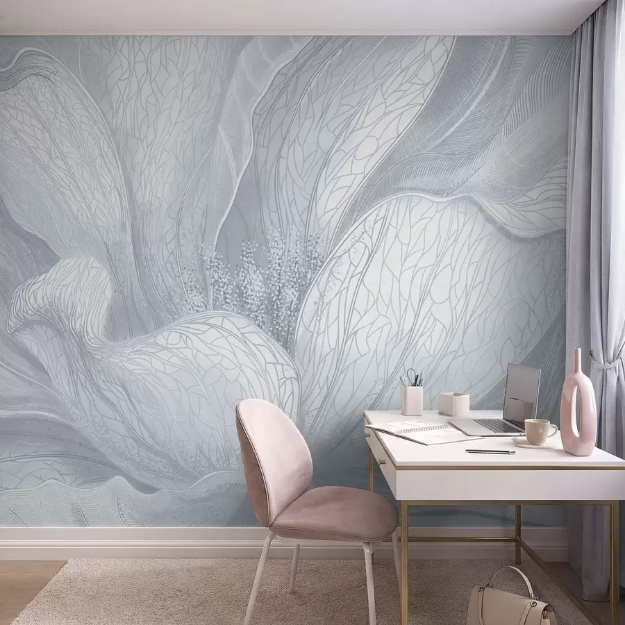 wall murals Abstract flower in cool blue tones w05119v2