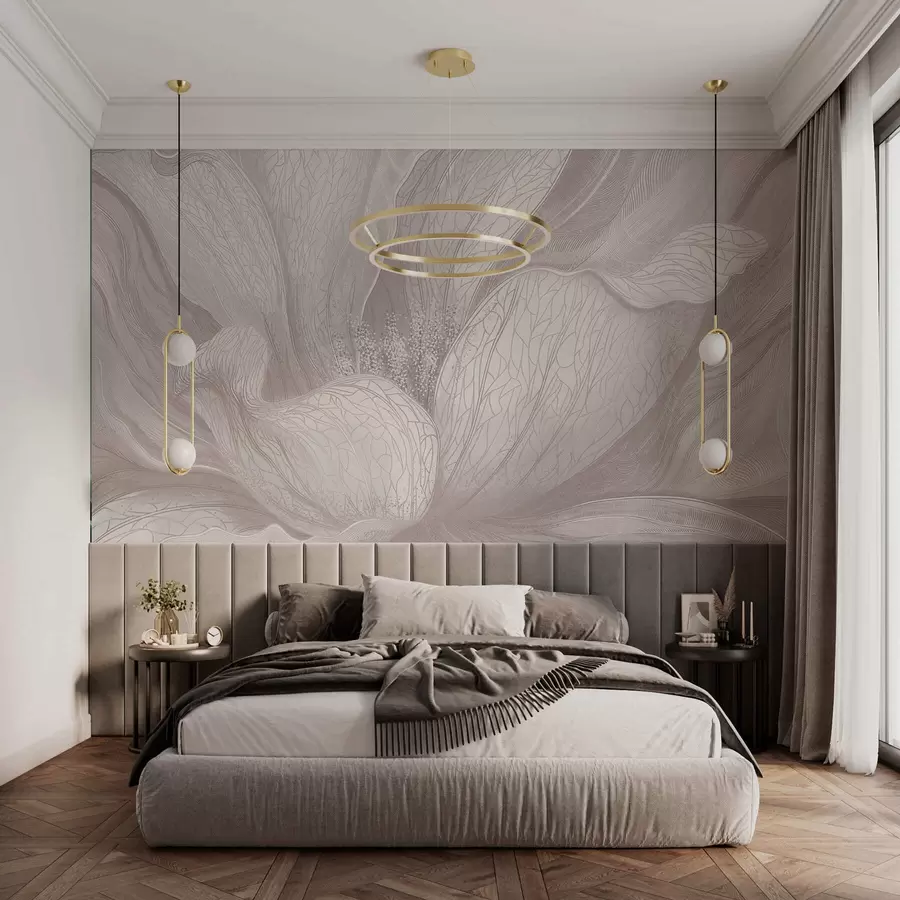 wall murals Light abstract flower with flowing lines w05119v3