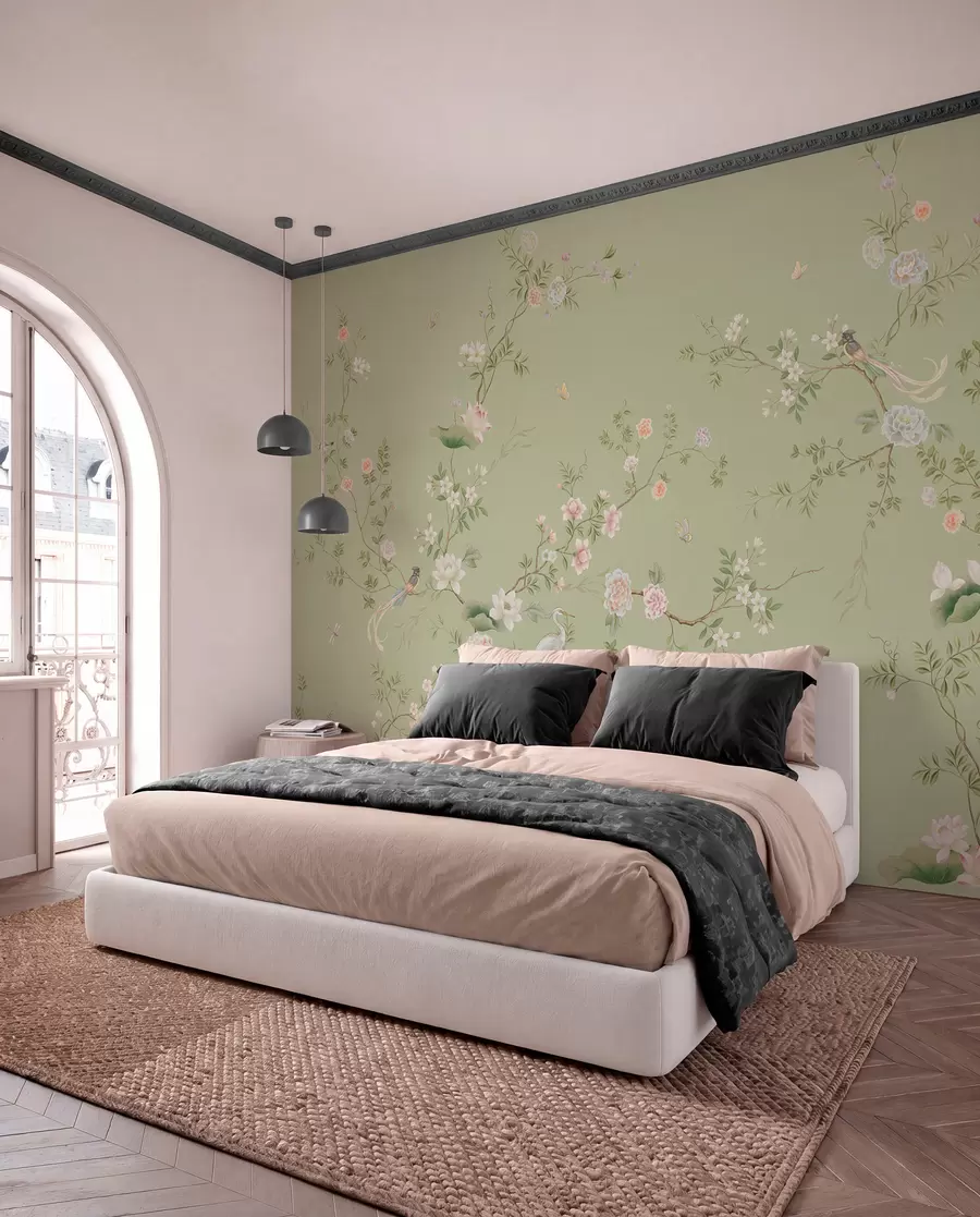wall murals Songbirds in a Sage Garden w05416