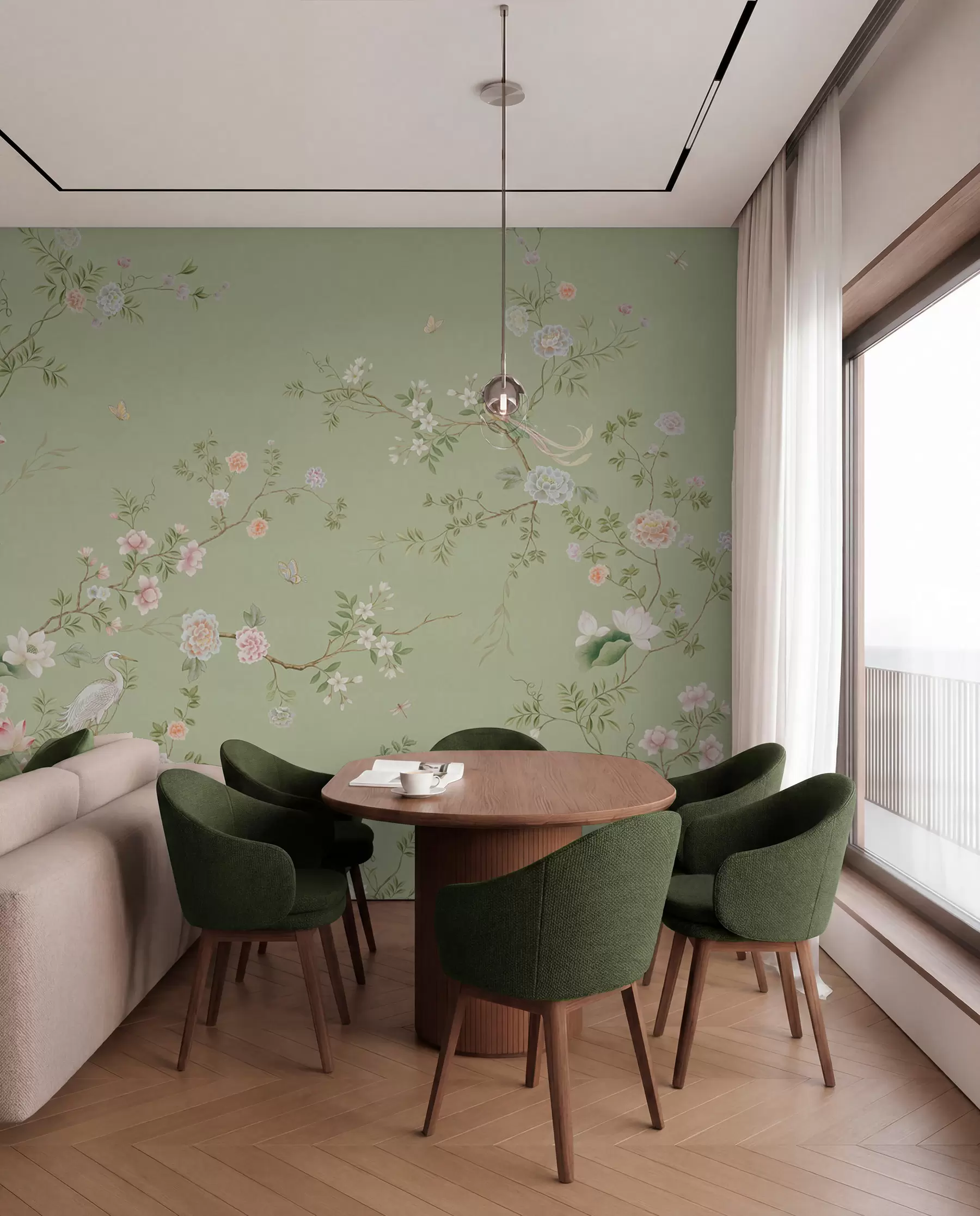 wall murals Songbirds in a Sage Garden w05416