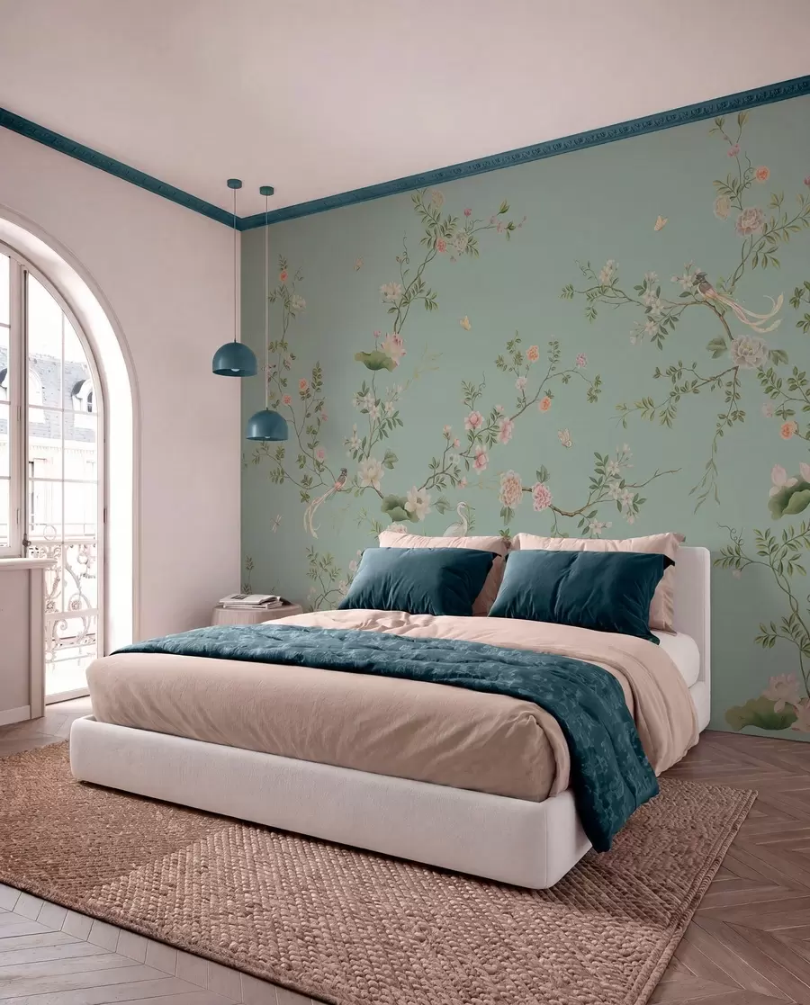 wall murals Songbirds on Blue Sage w05416v1