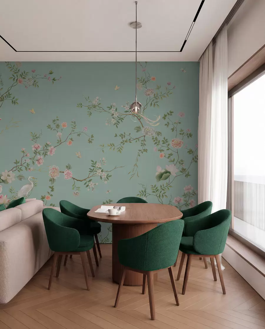 wall murals Songbirds on Blue Sage w05416v1