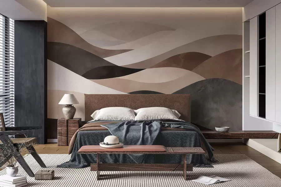 wall murals Abstract waves in sandy beige tones w09792