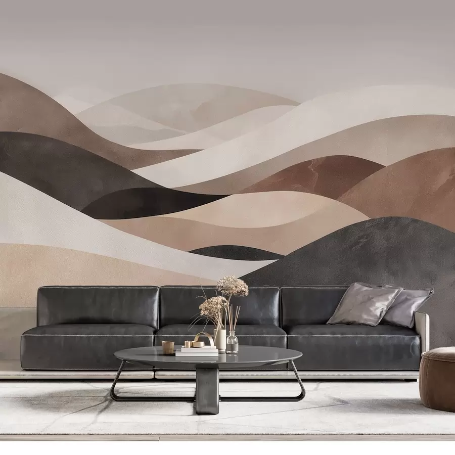 wall murals Abstract waves in sandy beige tones w09792