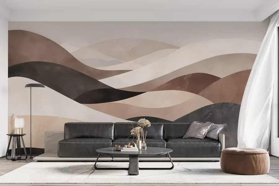 wall murals Abstract waves in sandy beige tones w09792