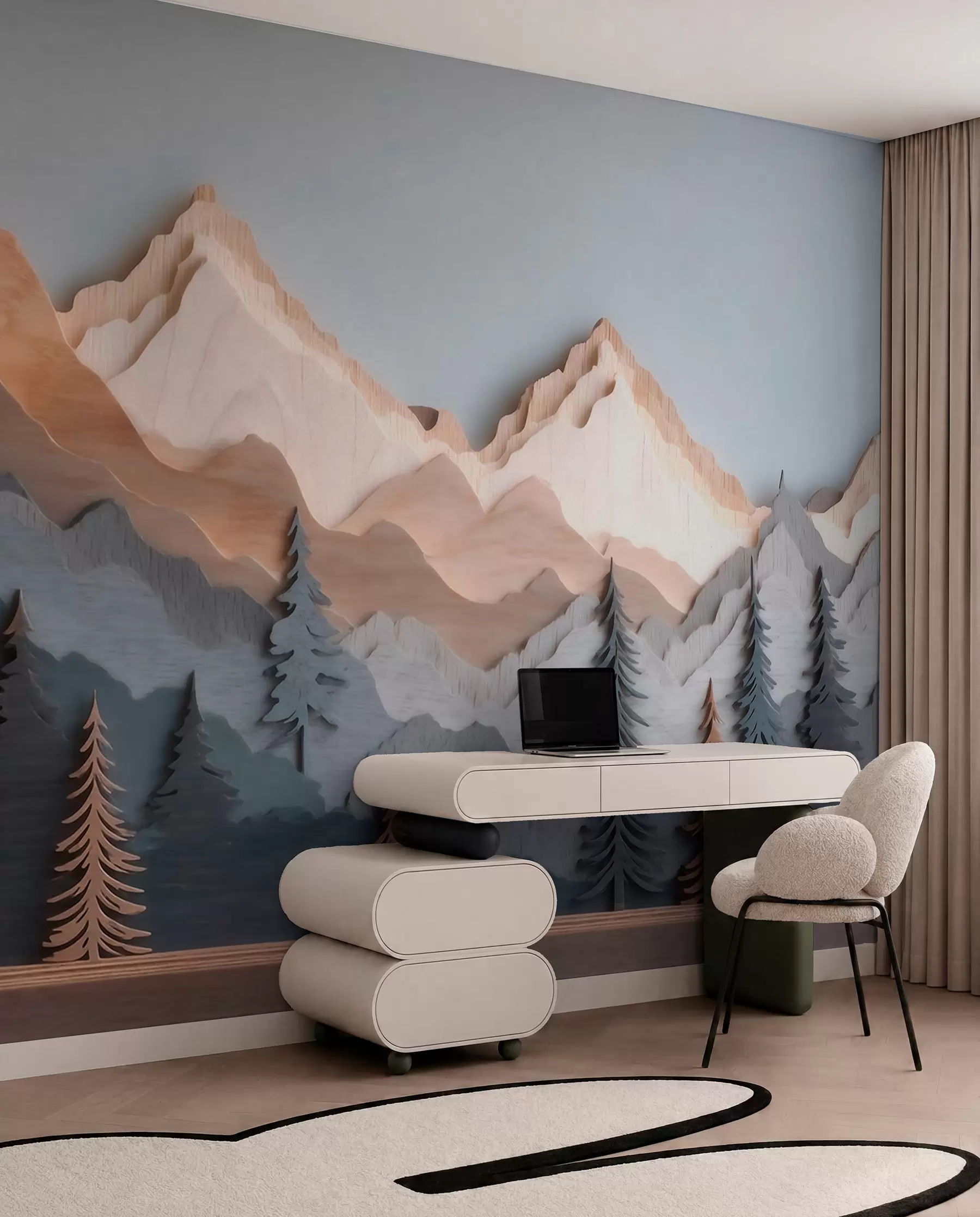 wall murals Carved Mountain Layers w09793