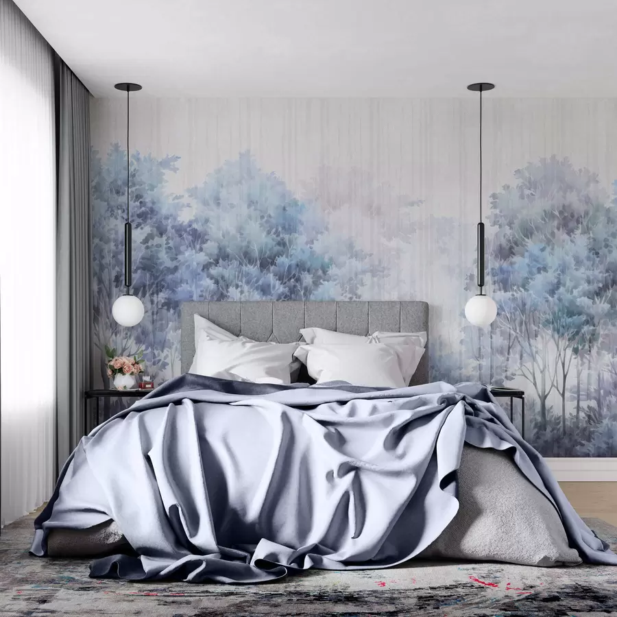 wall murals Leafy forest and lines w05442v1