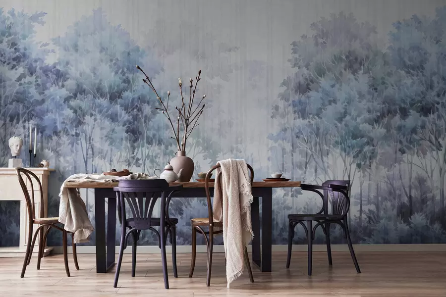 wall murals Leafy forest and lines w05442v1
