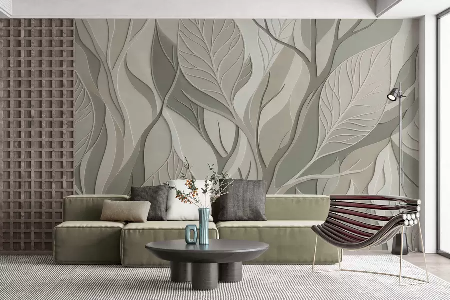 wall murals Intersecting leaves w05448