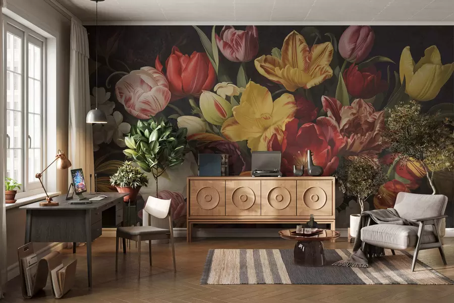 wall murals Vintage grunge bouquet w05451