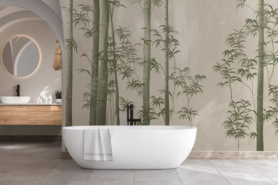 wall murals Light green bamboo  w05120v1