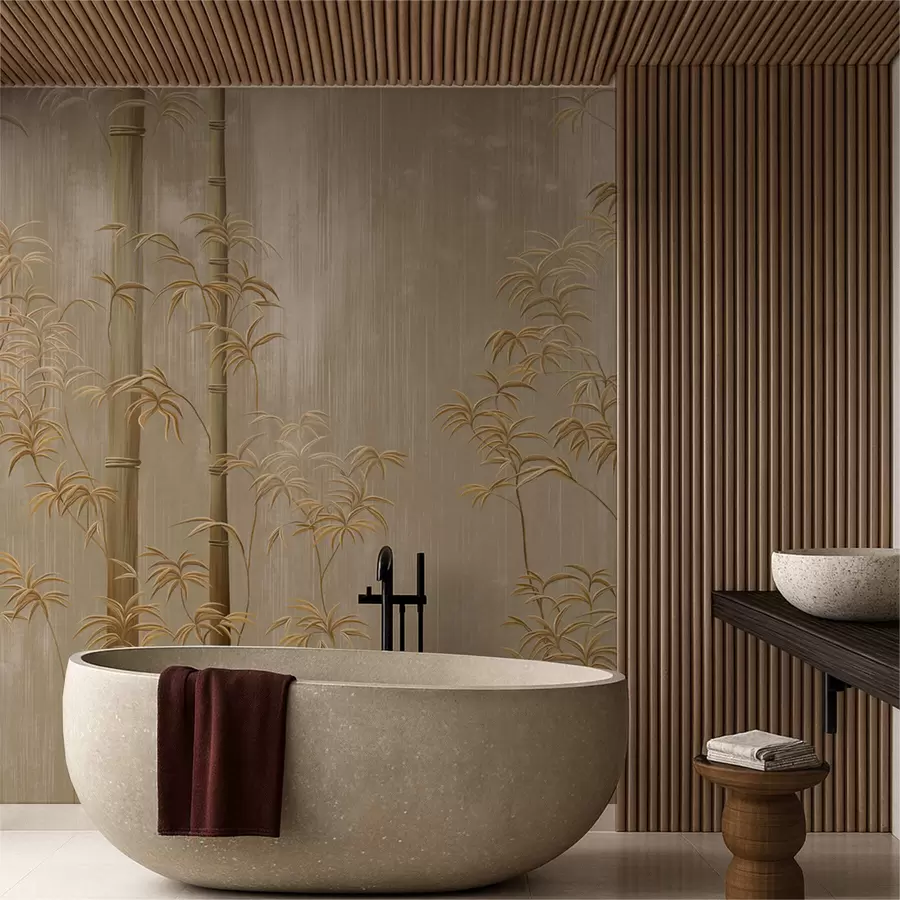 wall murals Beige bamboo with thin stems w05120v2