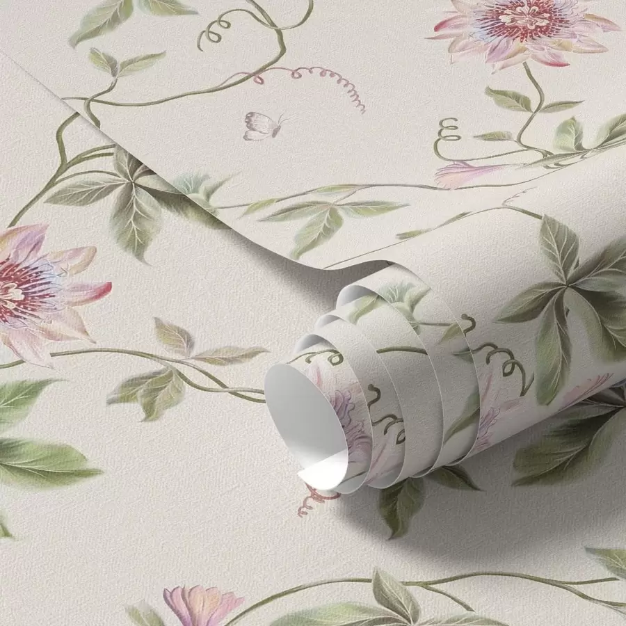 wall murals Pattern with exotic flowers and vines a01131