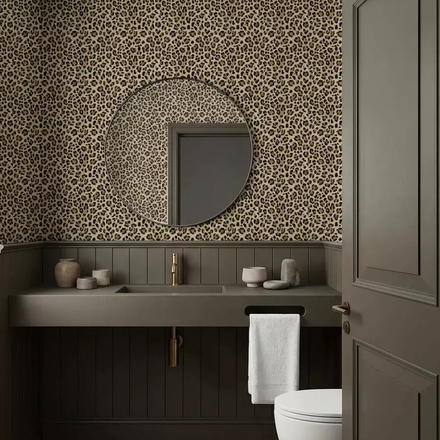 wall murals Leopard pattern with spots on light background a01151