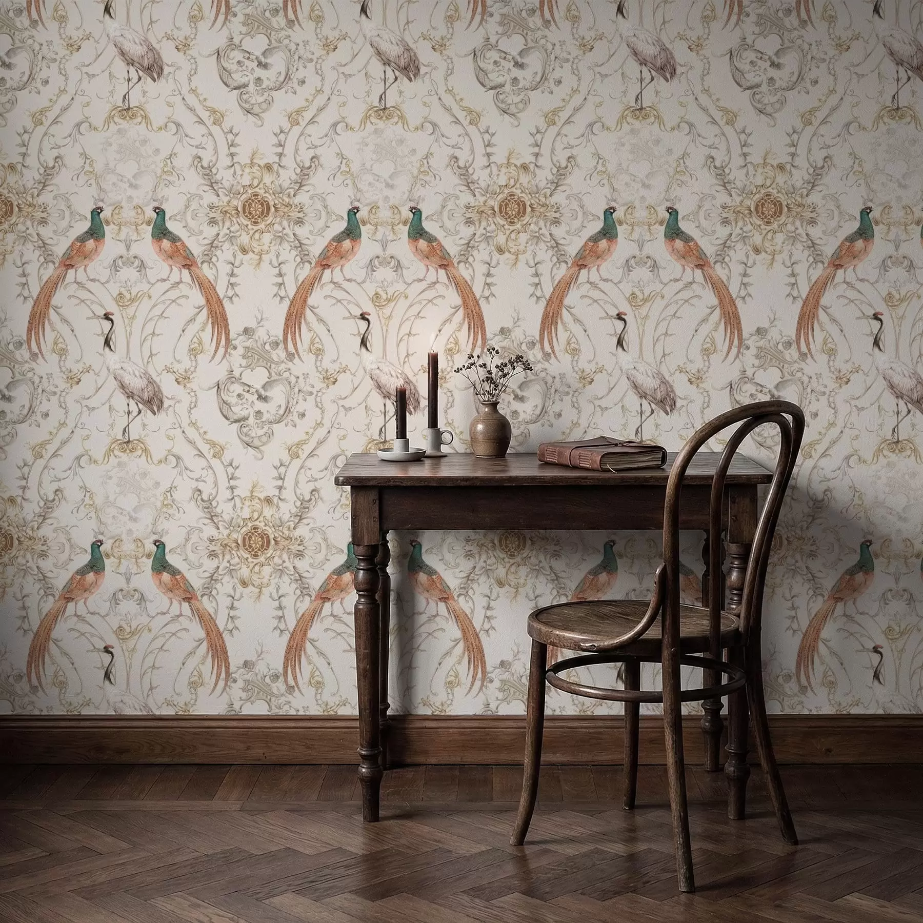 wall murals Ornamental pattern with birds and motifs a01156