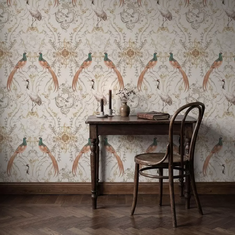 wall murals Ornamental pattern with birds and motifs a01156