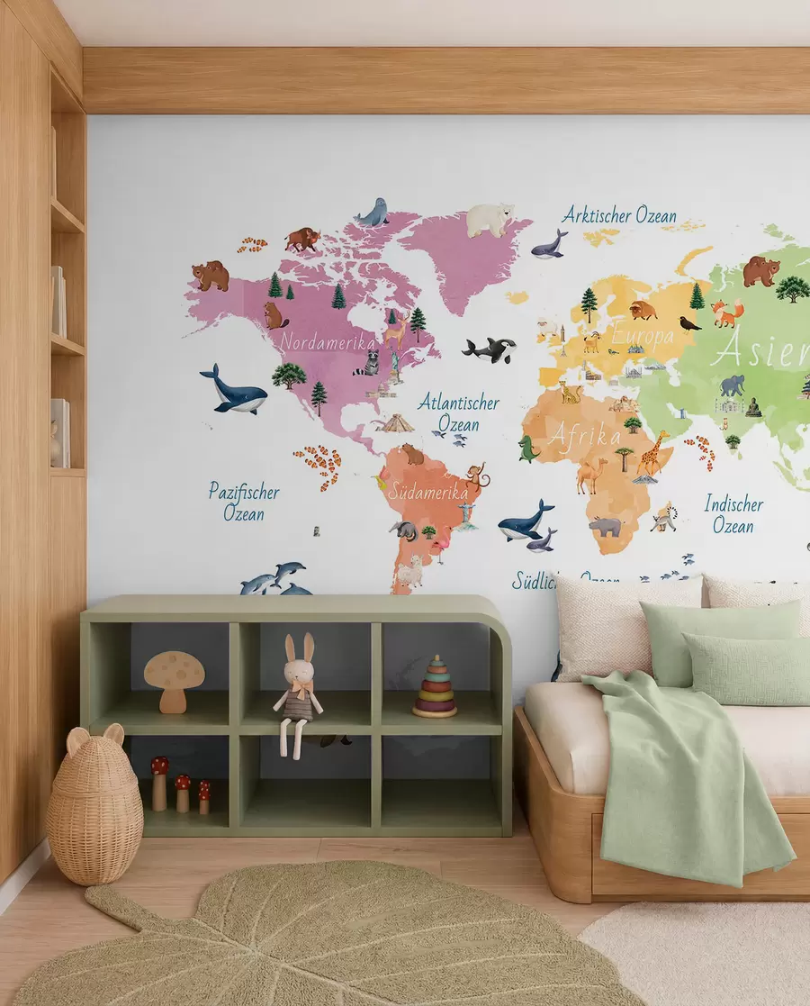 wall murals Wildlife Map in German c00009de