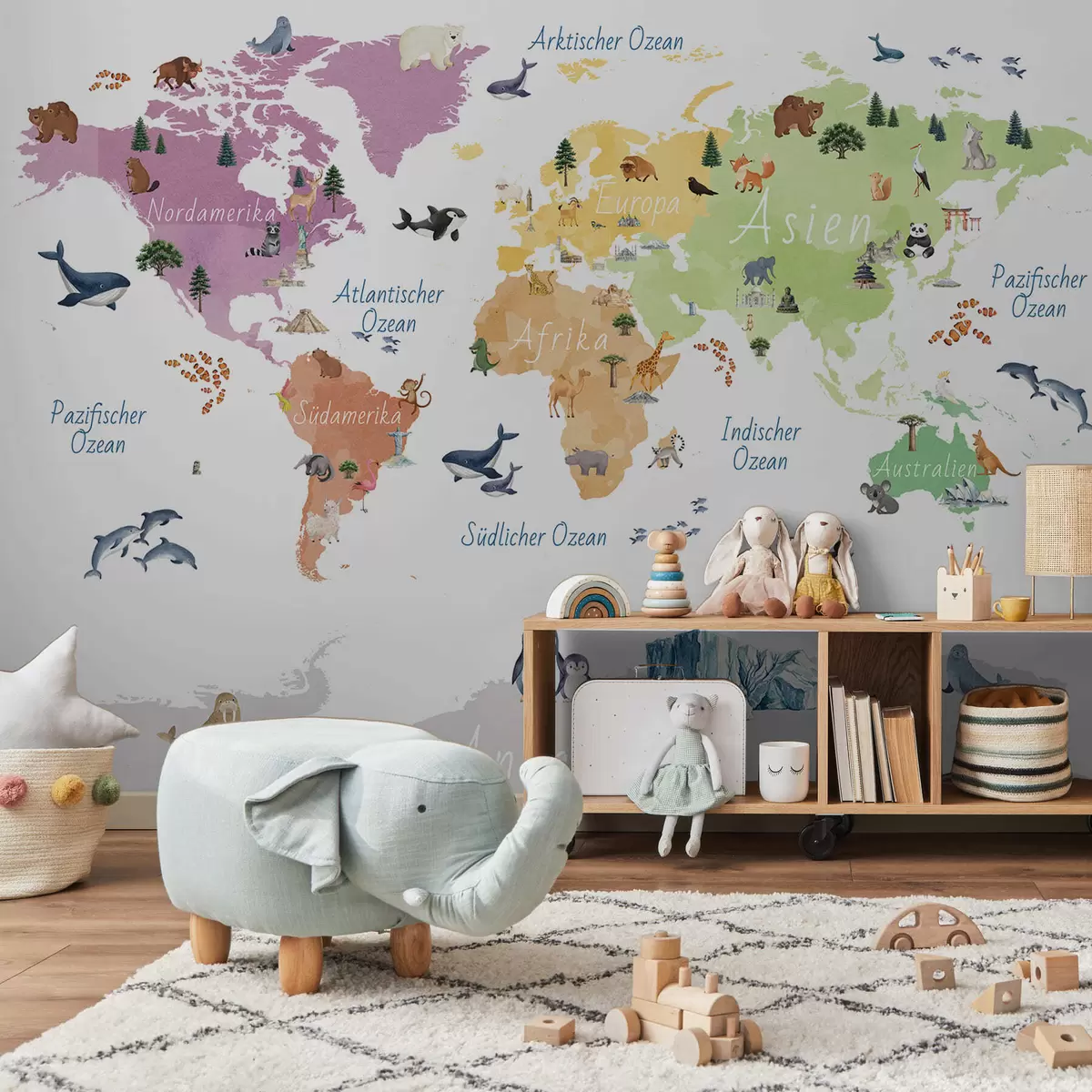 wall murals Wildlife Map in German c00009de