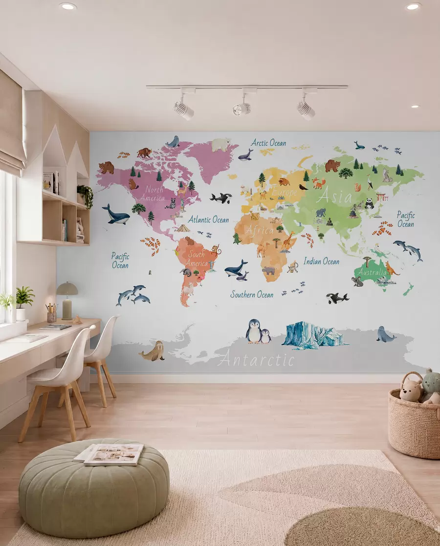 wall murals Wildlife Map in English c00009en