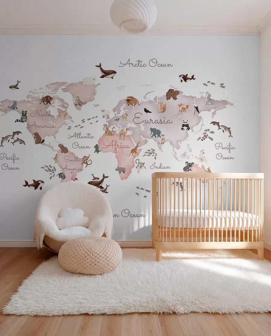 wall murals Beige Animal Map in English c00012env3