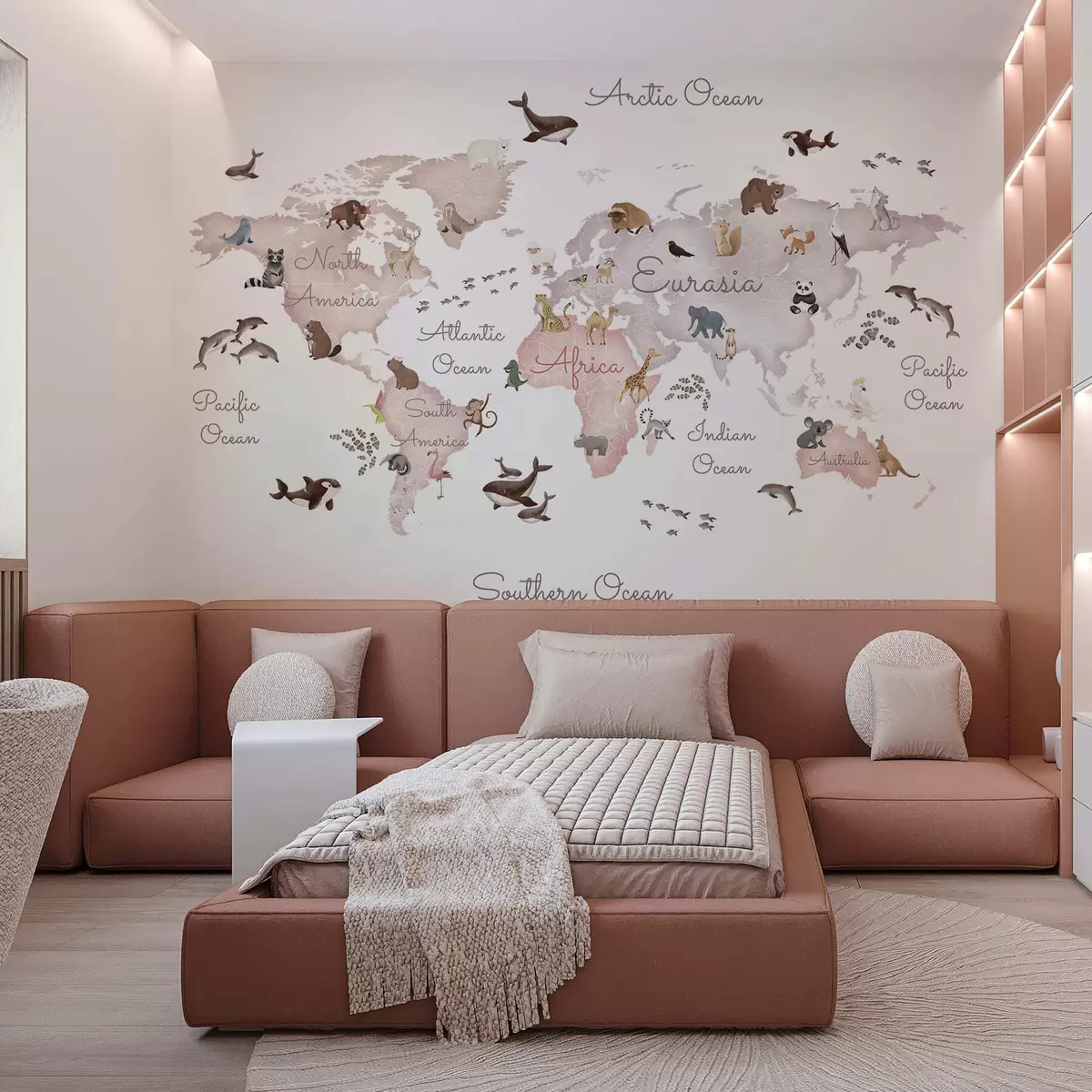 wall murals Beige Animal Map in English c00012env3