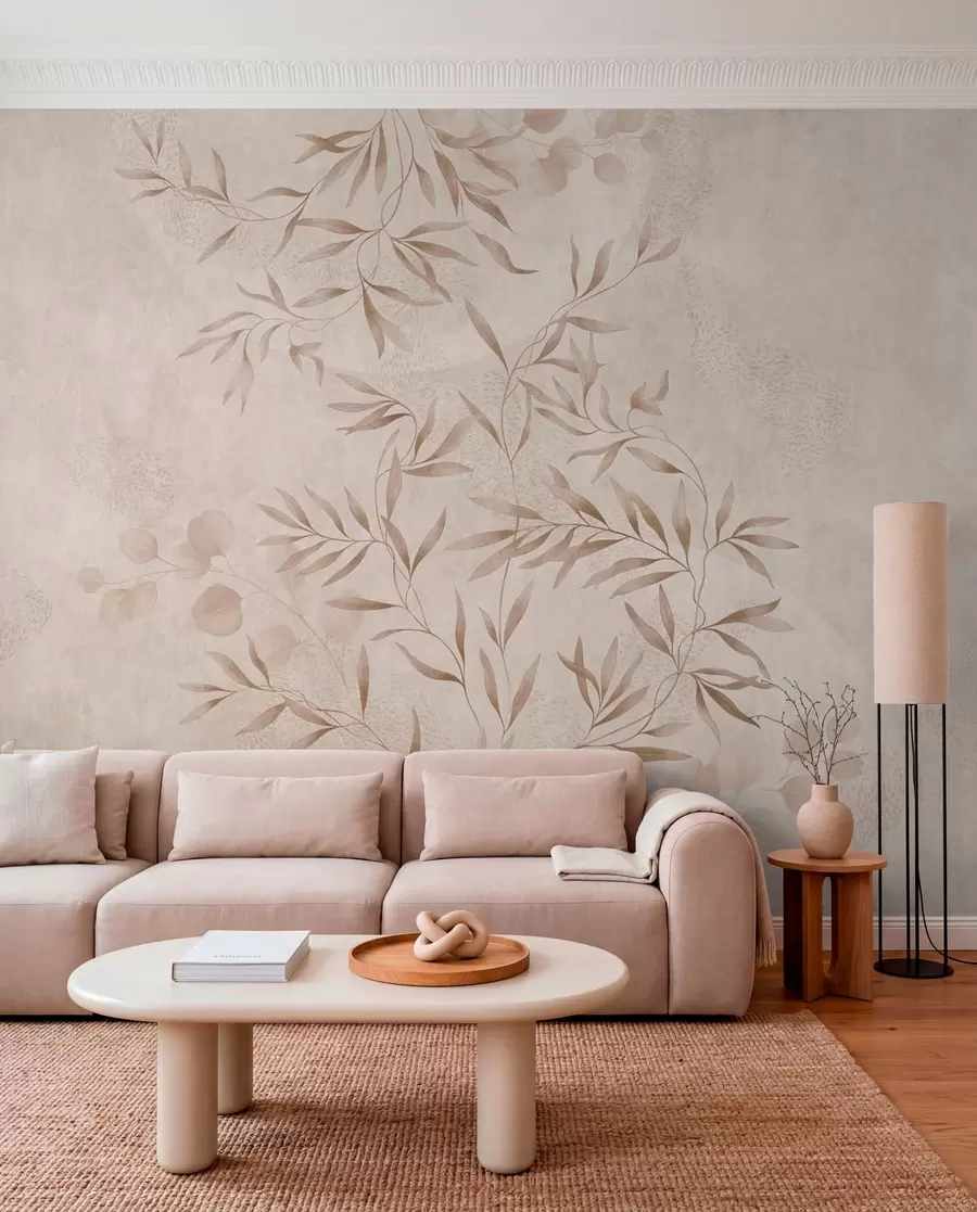 wall murals Botanical pattern in beige and brown shades w05424v2