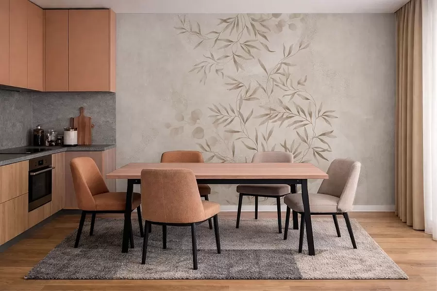 wall murals Botanical pattern in beige and brown shades w05424v2