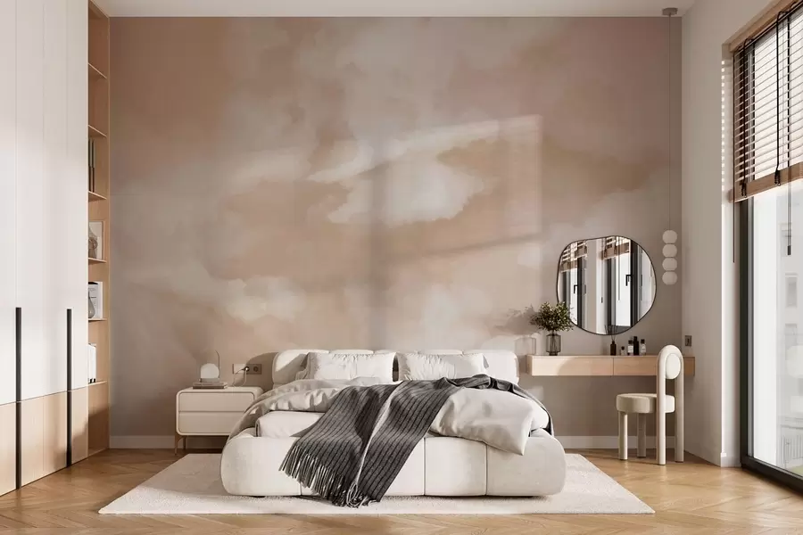 wall murals Soft cloudy background in warm beige tones w05426