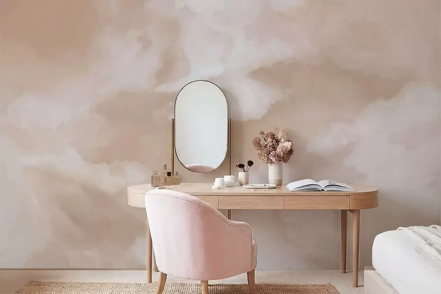 wall murals Soft cloudy background in warm beige tones w05426
